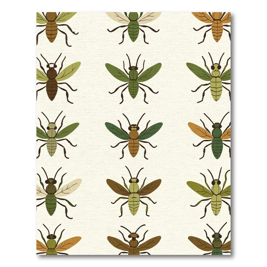 Brown Green Insect Repeat Field Rug