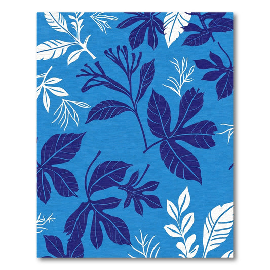 Contrast Blue Leafy Branch Meadow Rug