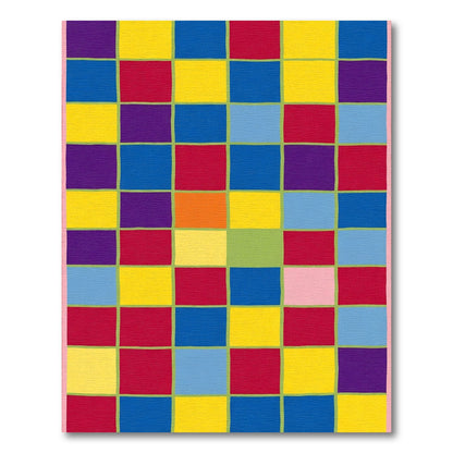 Colorful Grid Of Squares Rug