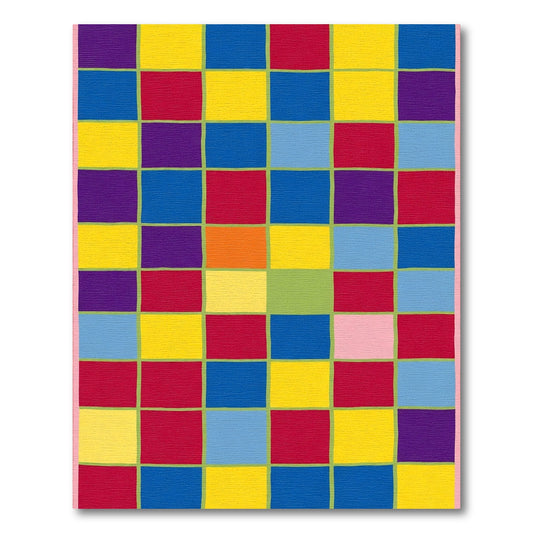 Colorful Grid Of Squares Rug