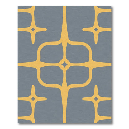 Golden Starburst Mid Century Modern Rug