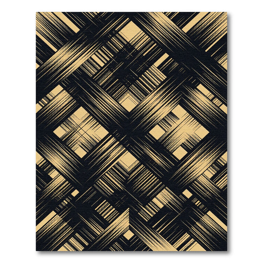 Black and Beige Abstract Geometric Grid Rug