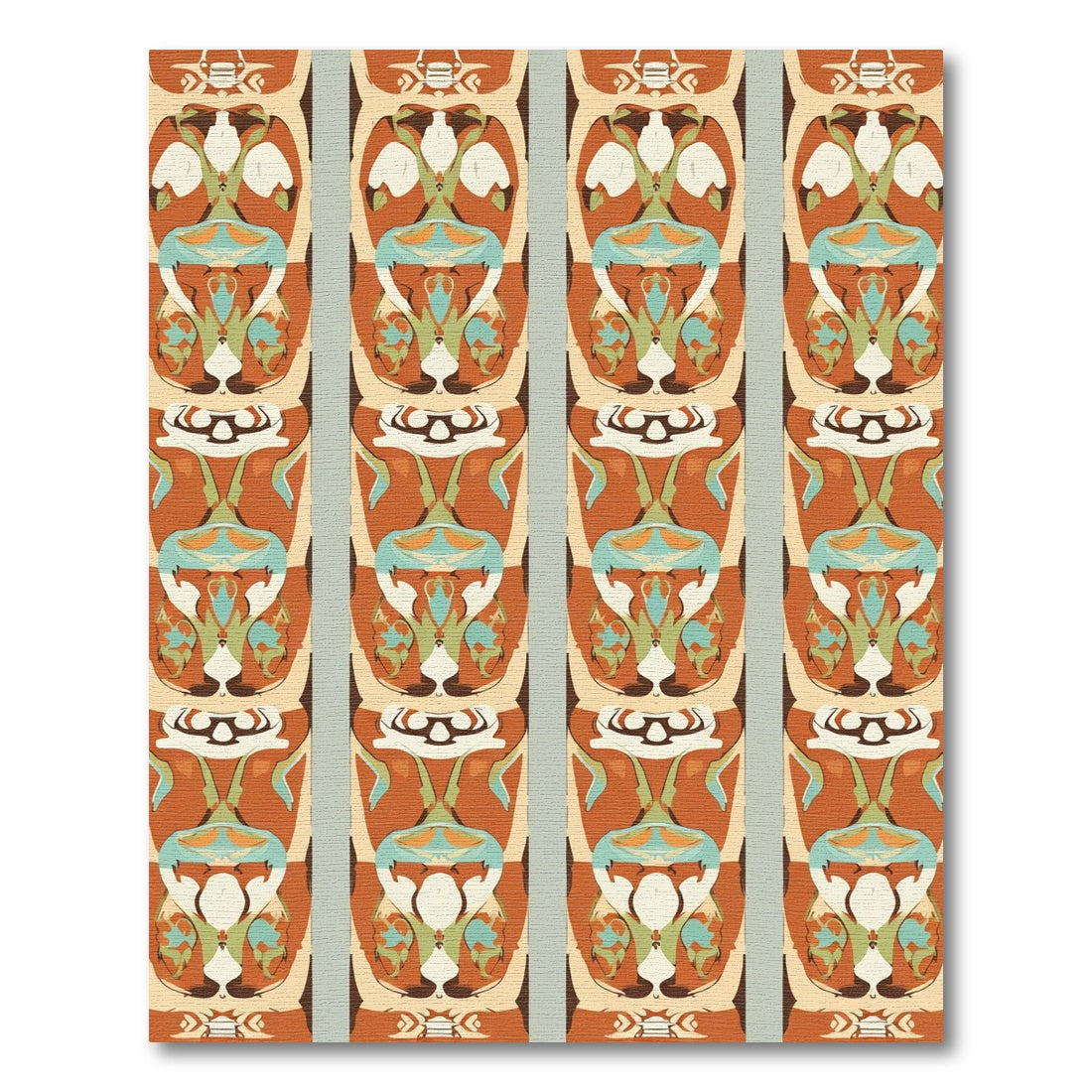 Terracotta Abstract Totem Columns Rug