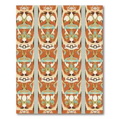 Terracotta Abstract Totem Columns Rug