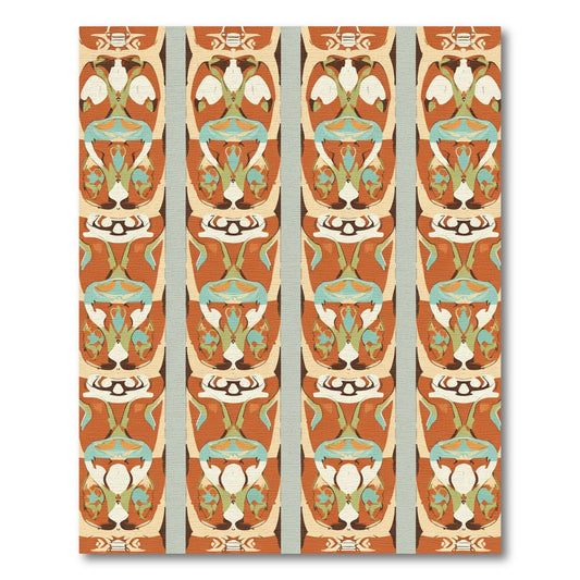 Terracotta Abstract Totem Columns Rug