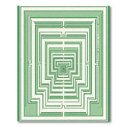 Emerald Green Geometric Maze Illusion Rug