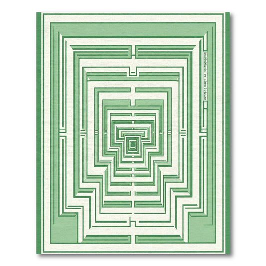 Emerald Green Geometric Maze Illusion Rug