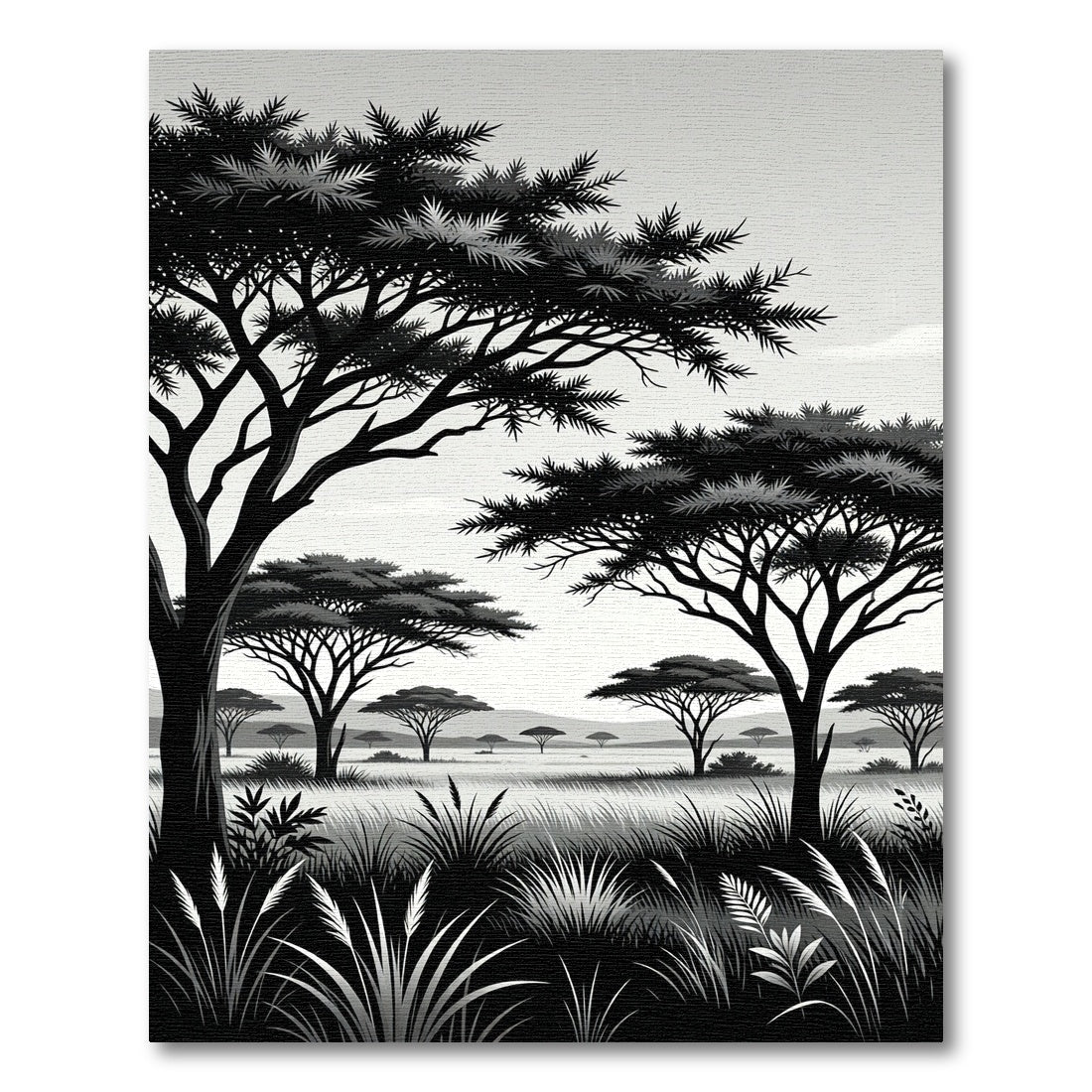 Monochrome African Savanna Landscape Rug