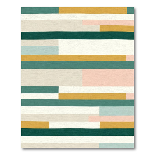 Striped Teal Ochre Blush Cream Rug