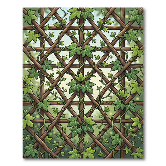 Lush Green Ivy Trellis Lattice Rug