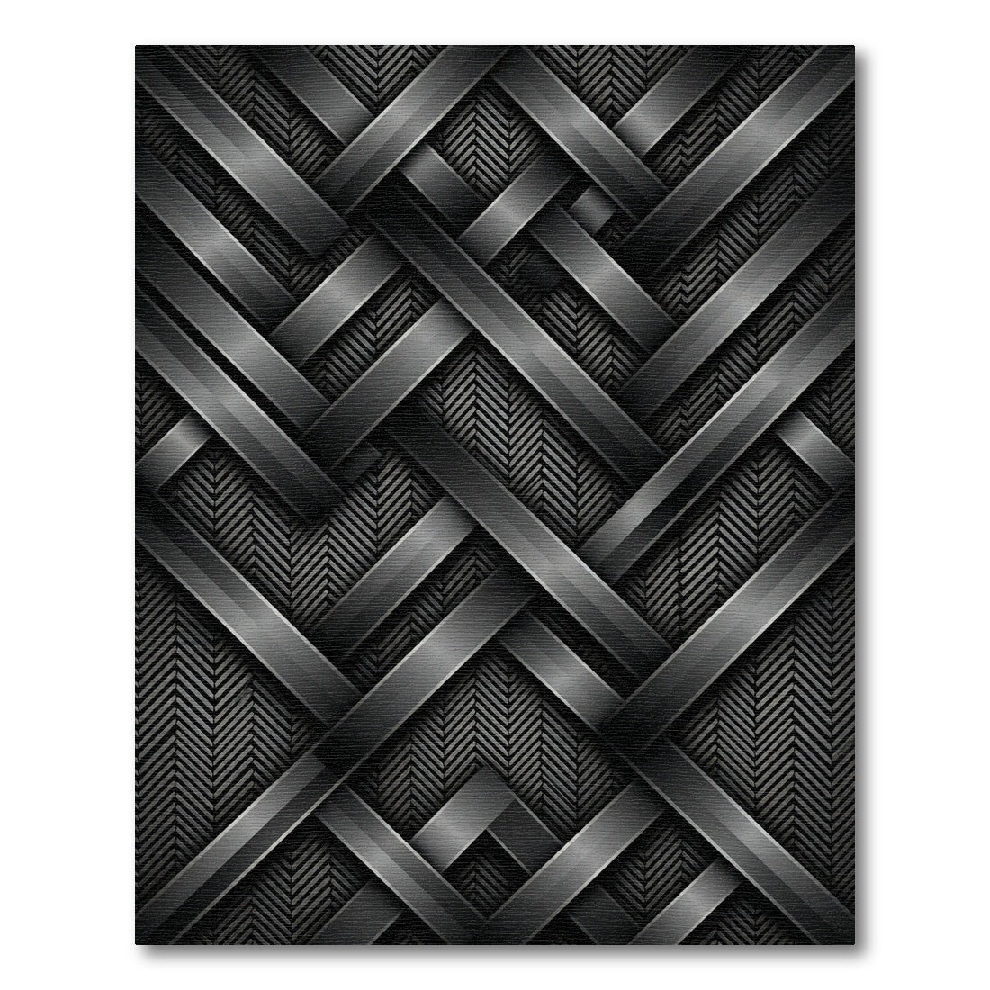 Modern Gray Interwoven Herringbone Rug