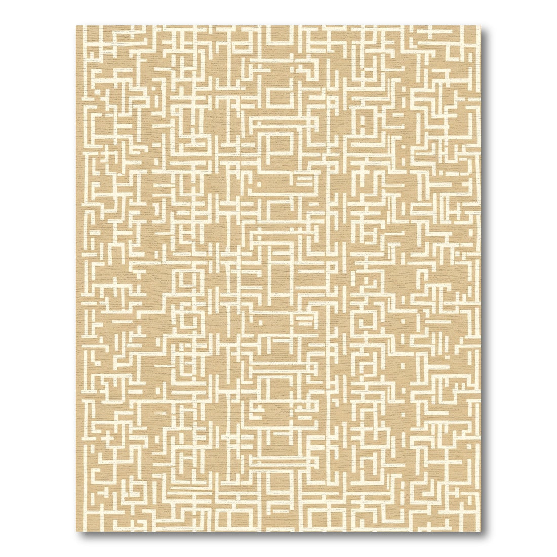 Geometric Maze Abstract Tan Rug