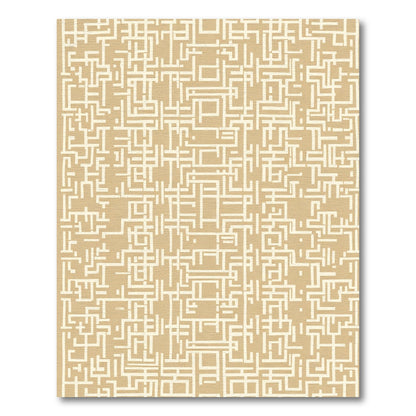 Geometric Maze Abstract Tan Rug
