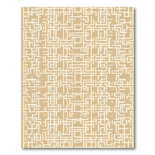 Geometric Maze Abstract Tan Rug