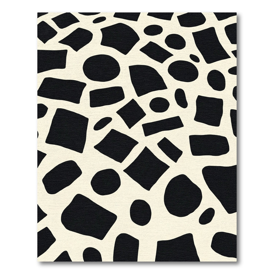 Abstract Organic Black Ivory Patchwork Rug