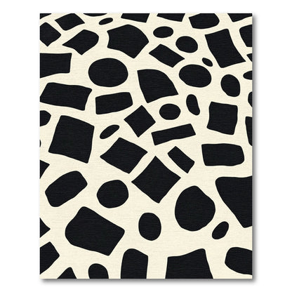 Abstract Organic Black Ivory Patchwork Rug