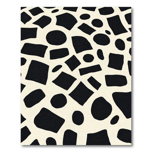 Abstract Organic Black Ivory Patchwork Rug