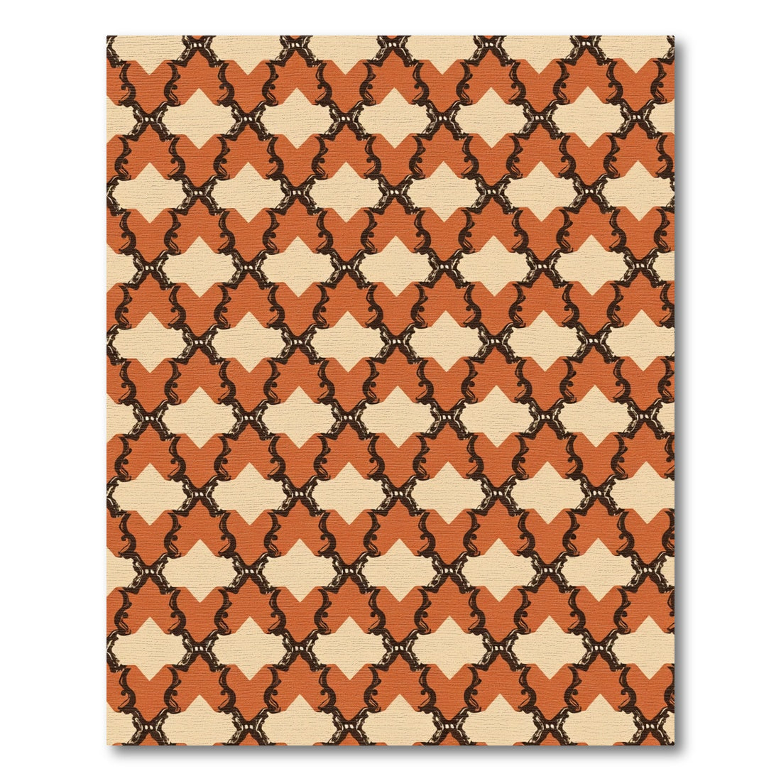 Warm Orange Scrollwork Lattice Rug