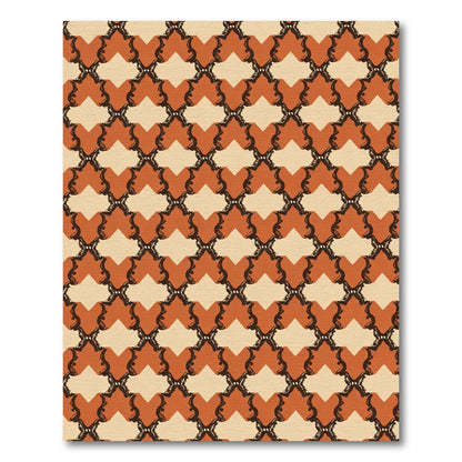 Warm Orange Scrollwork Lattice Rug