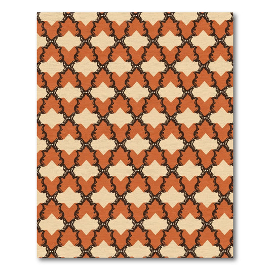Warm Orange Scrollwork Lattice Rug