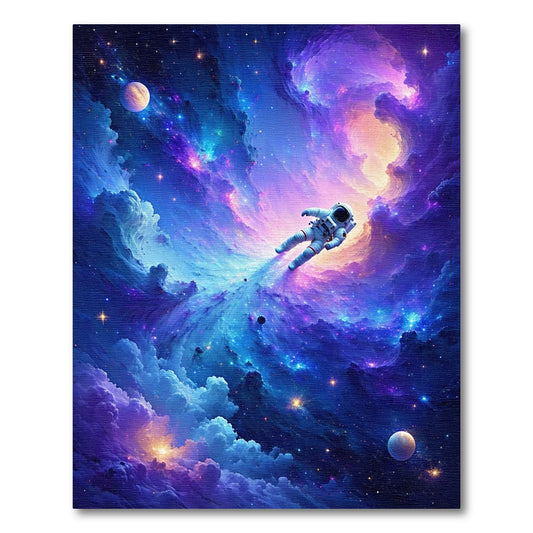 Vibrant Cosmic Astronaut Nebula Rug
