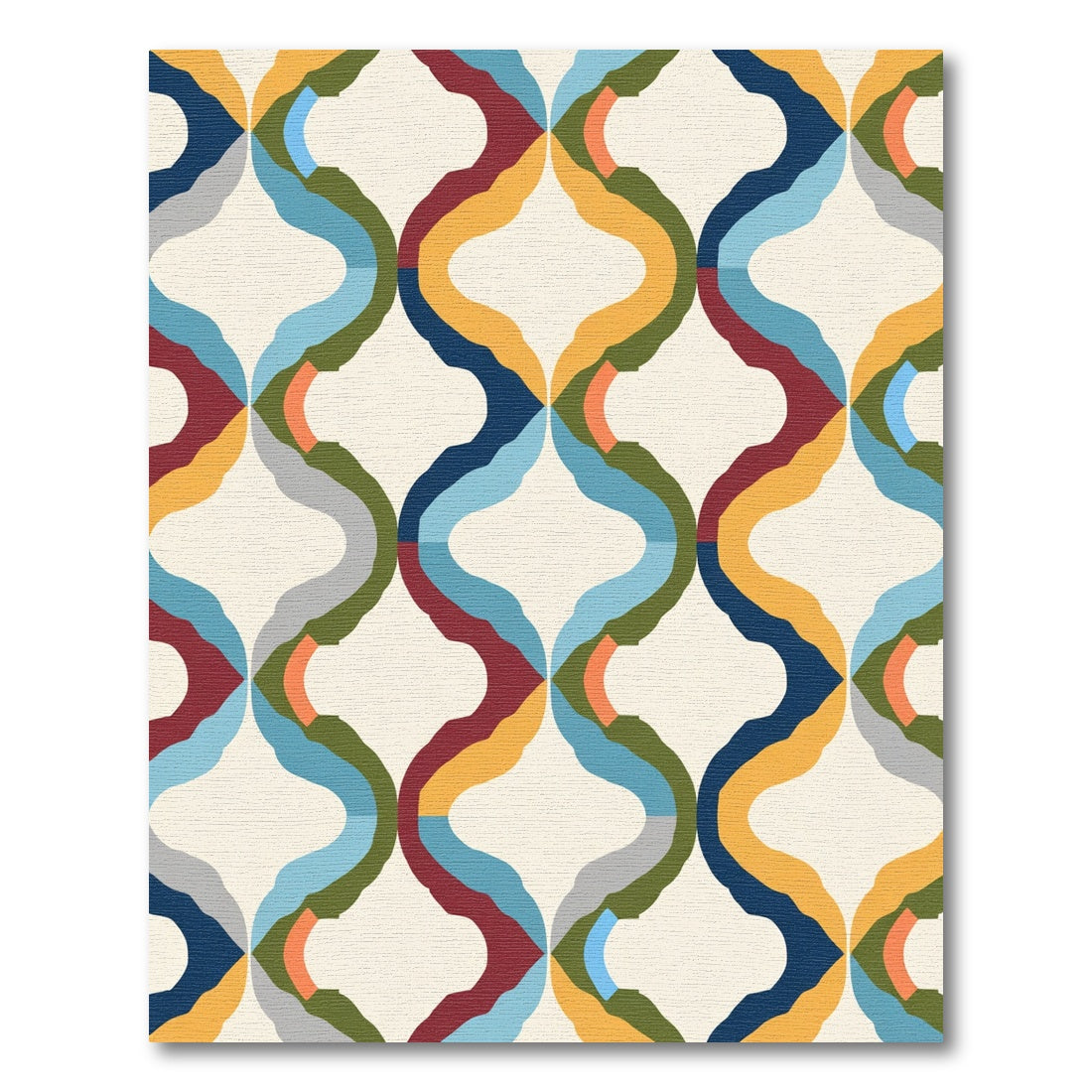 Colorful Abstract Interlocking Curve Rug