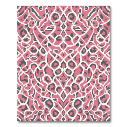 Coral Animal Print Lace Overlay Rug