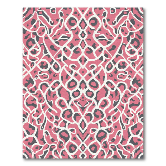 Coral Animal Print Lace Overlay Rug