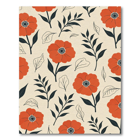 Orange Poppy Botanical Repeat Rug