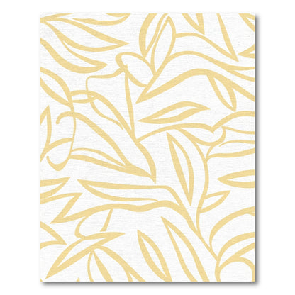 Soft Yellow Abstract Leafy Swirls Rug