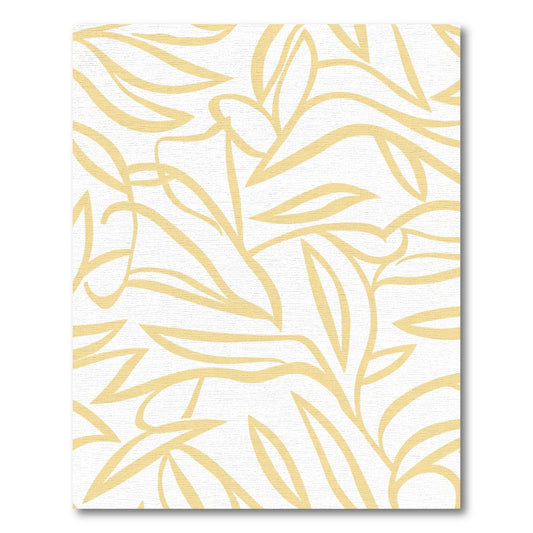 Soft Yellow Abstract Leafy Swirls Rug