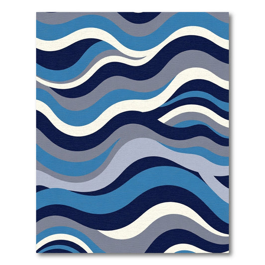 Ocean Blue Wavy Stripe Rug