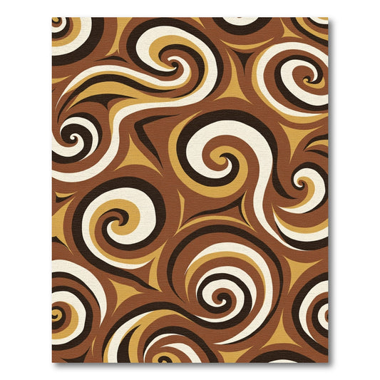 Retro Brown Cream Swirl Rug