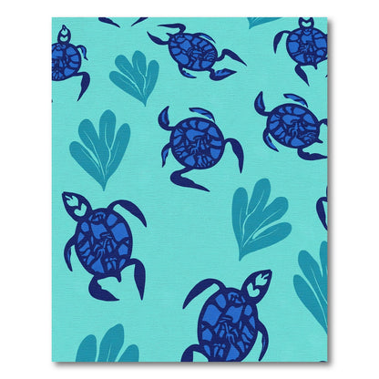 Blue Sea Turtle Aqua Coral Rug