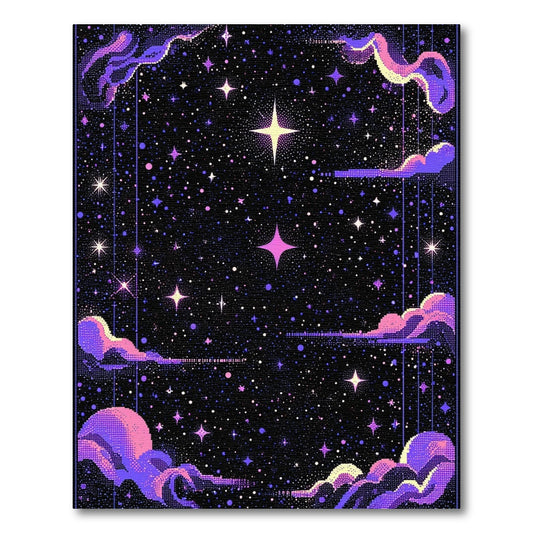Cosmic Purple Stars Clouds Rug