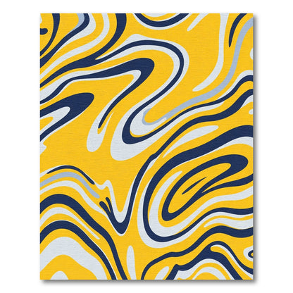 Golden Blue Swirl Liquid Art Rug