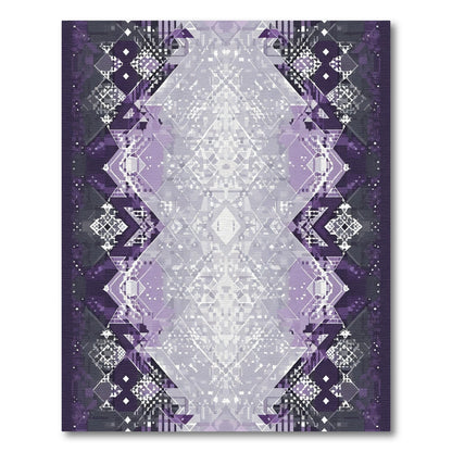 Digital Purple Geometric Crystal Rug