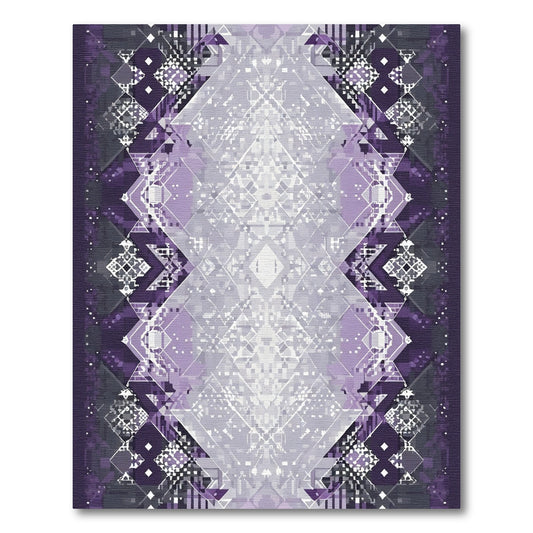 Digital Purple Geometric Crystal Rug