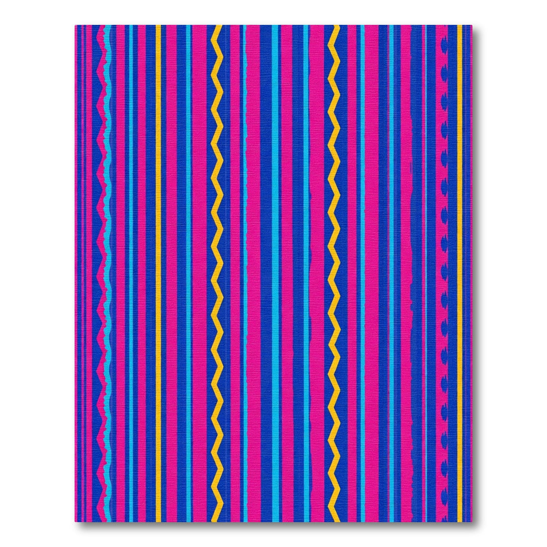 Vibrant Pink Blue Yellow Zigzag Stripes Rug