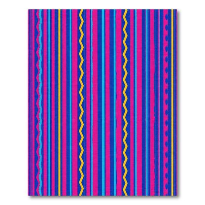 Vibrant Pink Blue Yellow Zigzag Stripes Rug