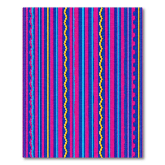 Vibrant Pink Blue Yellow Zigzag Stripes Rug