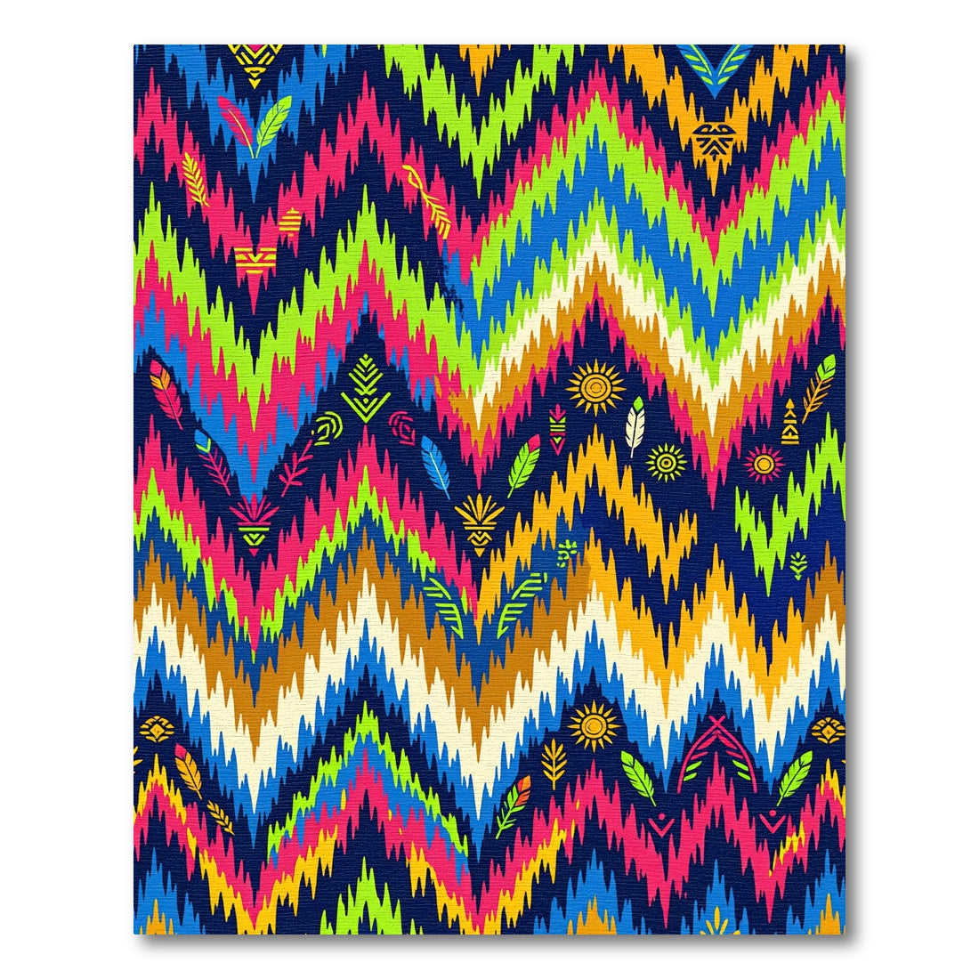Vibrant Multi Colored Zigzag Ikat Rug