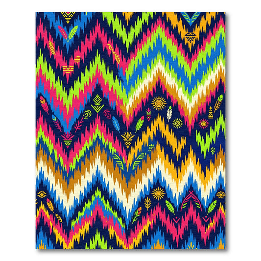 Vibrant Multi Colored Zigzag Ikat Rug