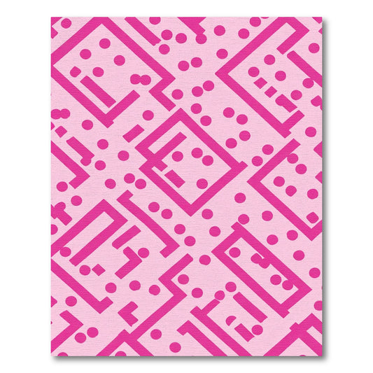 Pink Geometric Dot Maze Rug