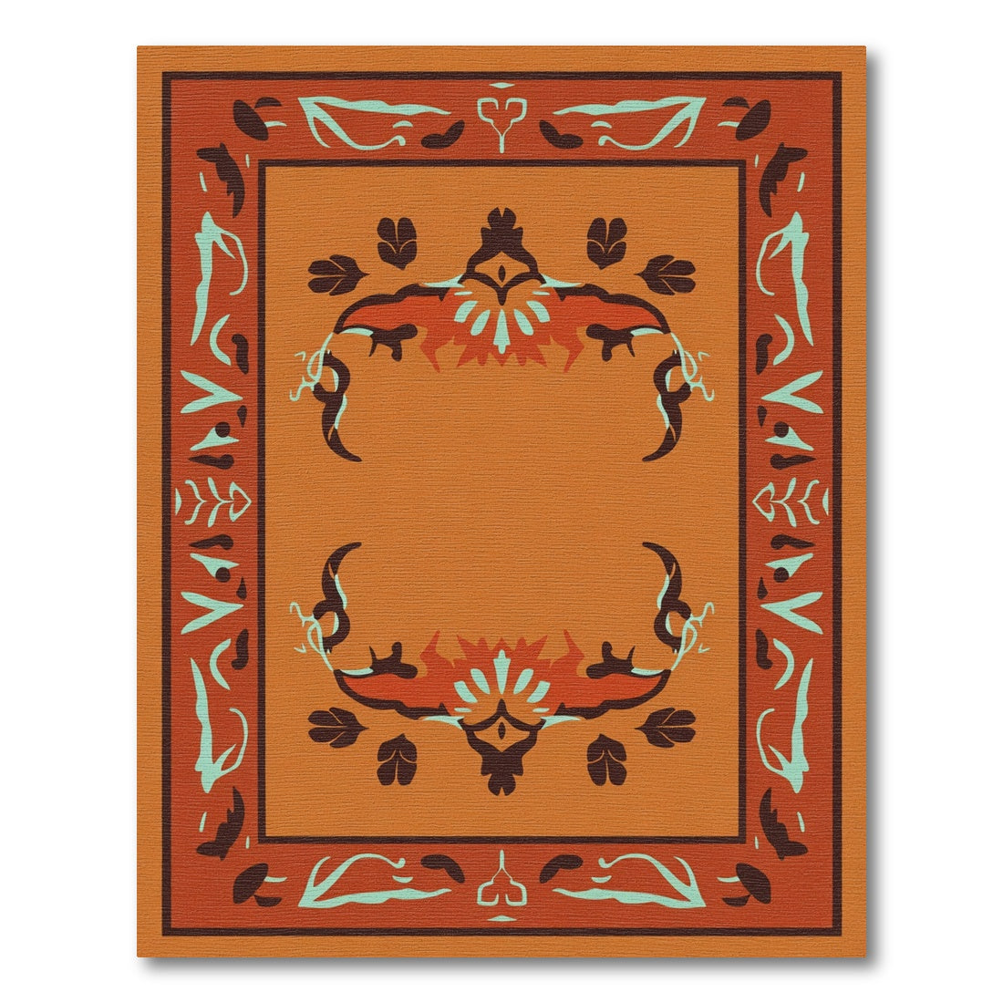 Amber Terracotta Floral Frame Rug