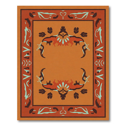 Amber Terracotta Floral Frame Rug
