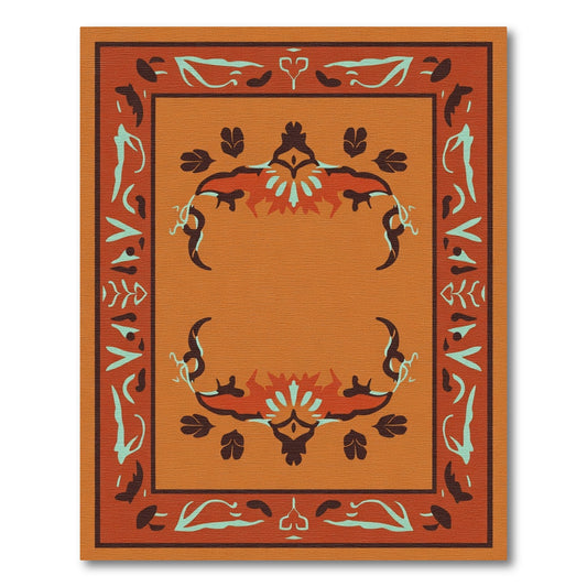 Amber Terracotta Floral Frame Rug