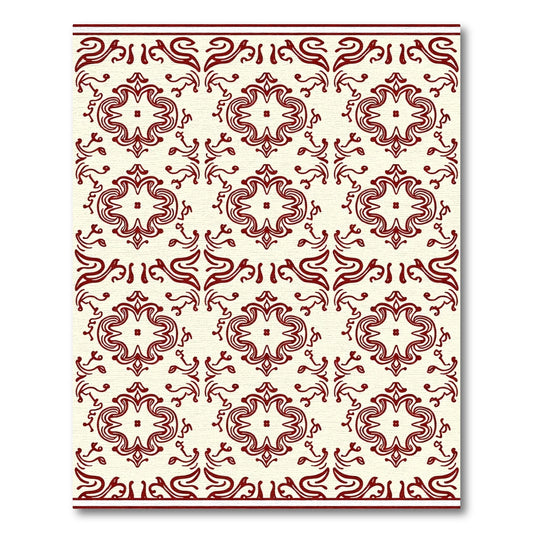 Crimson Floral Medallion Cream Rug