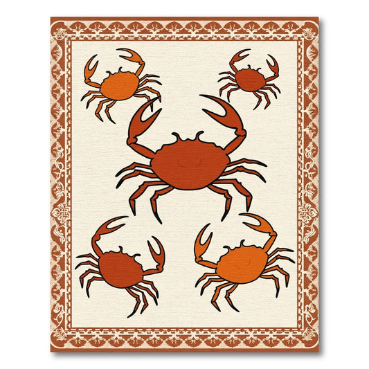 Orange Crab Cluster Cream Border Rug