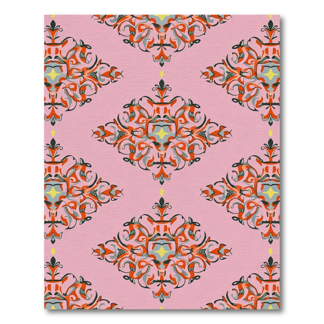 Pink Floral Medallion Abstract Composition Rug